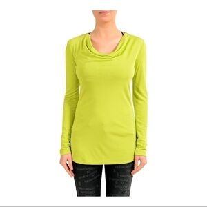 𝅺versace JEANS COUTURE Green Mock Neck Long Sleeve Top